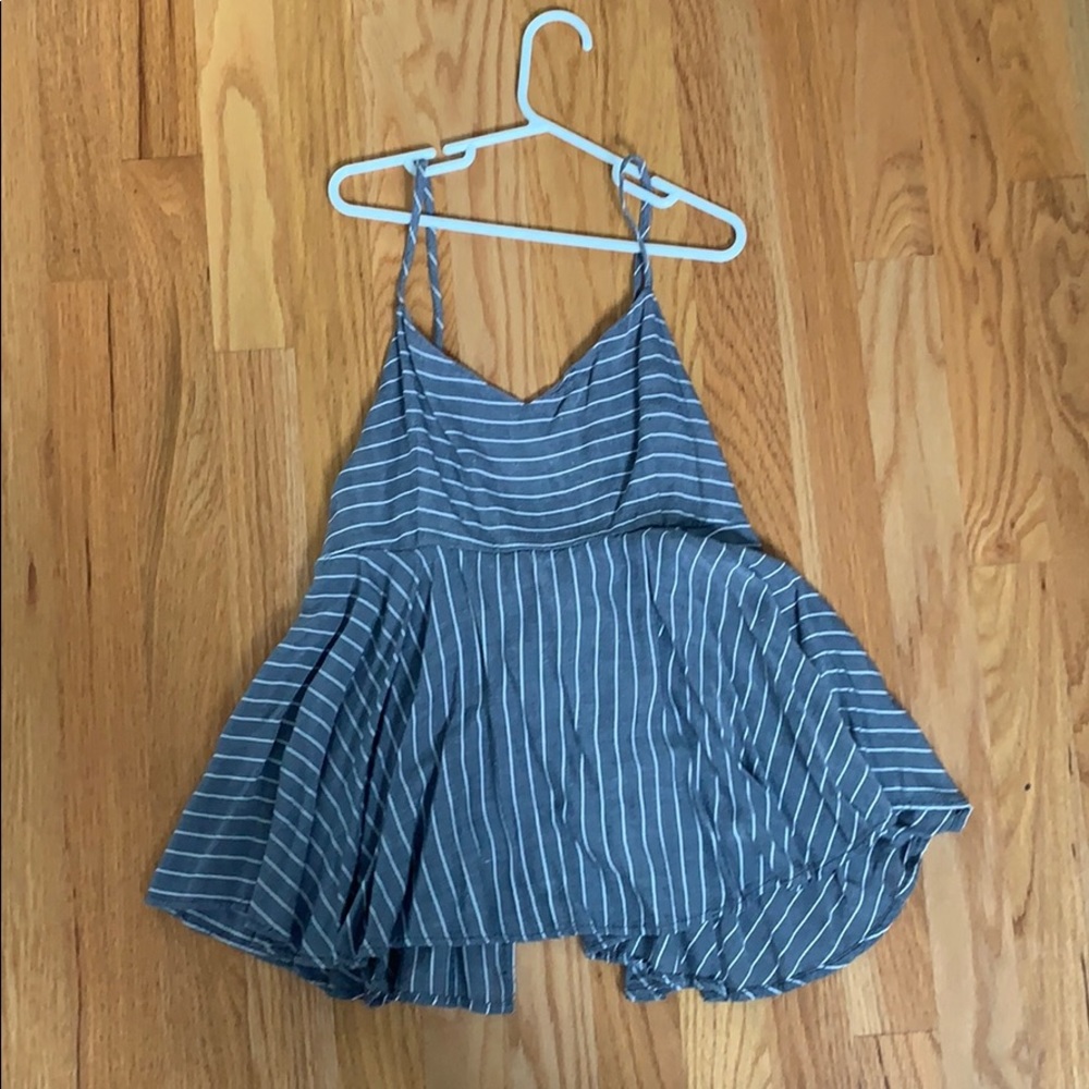 Blue and White stupid V Neck top